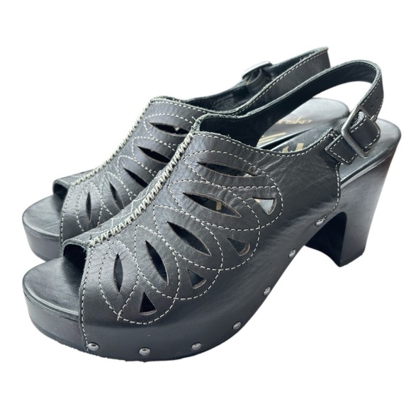 Dansko Rowena Black Leather Slingback Pumps Shoe Size EU 40 US 9 / 9.5 Sandals - Picture 1 of 14